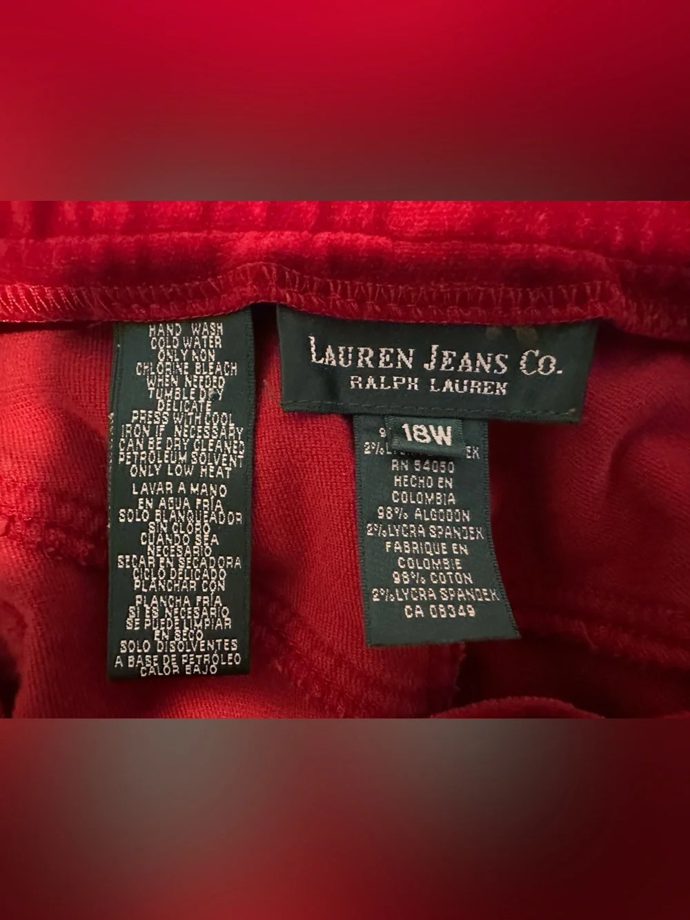 Vintage Ralph Lauren Corduroy Jeans Plus Size 18W - Picture 4 of 16
